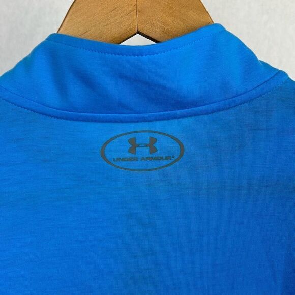 Under Armour 1/4 Zip Pullover Sz Large Loose Fit HeatGear Blue Lightweight - Picture 4 of 7